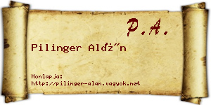 Pilinger Alán névjegykártya